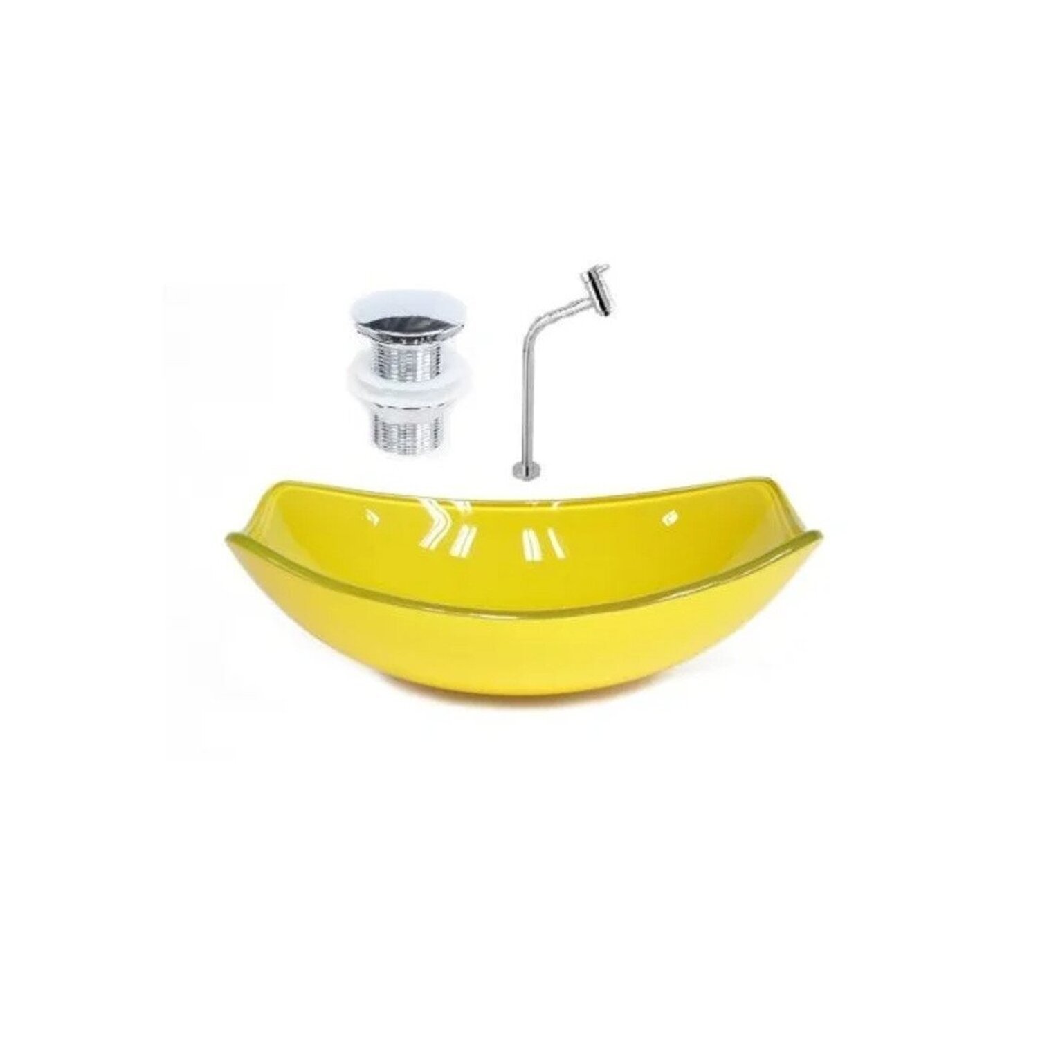 Cuba de Vidro Oval Chanfrada 51cm + Valvula Click + Torneira Metal - 1