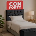 Ver imagem 4 de Cabeceira Solteiro Paris Estofada Painel com Recamier Baú 80cm para Cama Box Preto - Arkell