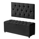 Ver imagem 2 de Cabeceira Solteiro Paris Estofada Painel com Recamier Baú 80cm para Cama Box Preto - Arkell