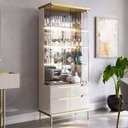 Ver imagem 1 de Cristaleira Adhalia Decorativa com Espelho, Iluminação Led, Vidro 4mm, Gavetas Telescópicas Mdf