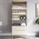 Ver imagem 2 de Cristaleira Adhalia Decorativa com Espelho, Iluminação Led, Vidro 4mm, Gavetas Telescópicas Mdf