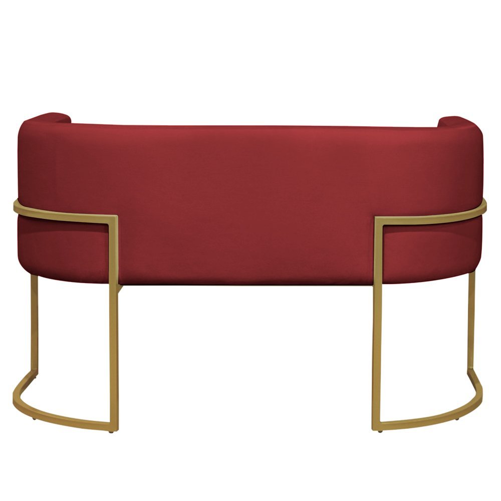 Namoradeira 2 Lugares Decorativa Luana Base Gold Veludo Vermelho - Montanaris Decor Md Montanaris de - 2