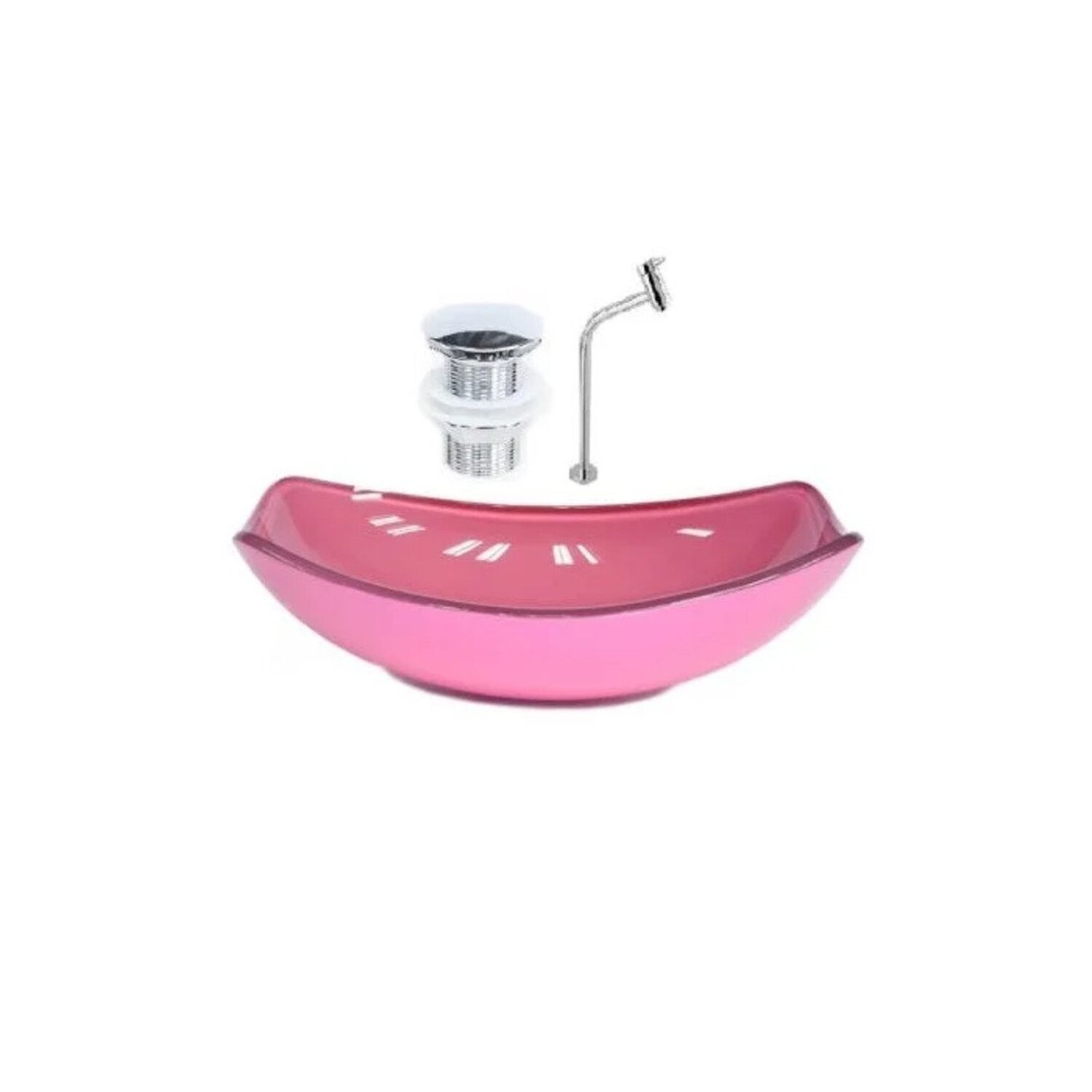 Cuba de Vidro Oval Chanfrada 51cm + Valvula Click + Torneira Metal - 1