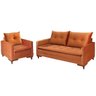 Conjunto Poltrona e Sofá 2 Lugares Inglaterra Tecido Veludo Cor Cobre - 1