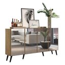 Ver imagem 1 de Aparador Buffet 4 Portas Com Espelho Retrô Vegas V3559 Rustic/Preto Rustic/Preto