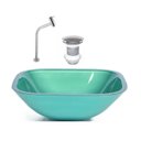 Ver imagem 1 de Cuba de Vidro Quadrada 35cm + Valvula + Torneira Metal