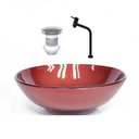 Ver imagem 1 de Cuba de Vidro Redonda 31cm Vermelho Cereja + Valvula + Torneira