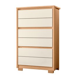Cômoda 6 Gavetas Premium Multiuso Unno Alta Quarto Moderna Compacta Organizador Cor Freijo/off White - 1