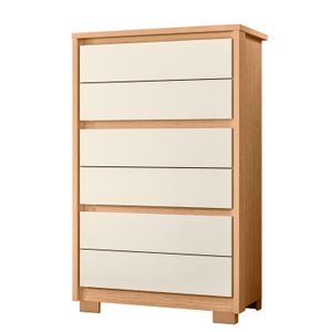 Cômoda 6 Gavetas Premium Multiuso Unno Alta Quarto Moderna Compacta Organizador Cor Freijo/off White