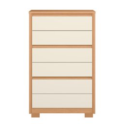 Cômoda 6 Gavetas Premium Multiuso Unno Alta Quarto Moderna Compacta Organizador Cor Freijo/off White - 3