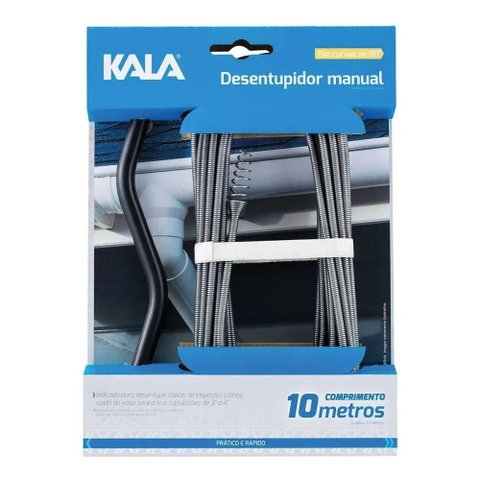 Desentupidor Manual 10 Metros 1.3mm Aço Carbono para Sistemas Hidráulicos Kala