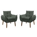 Ver imagem 1 de Kit 2 Poltrona Decorativa Sala de Estar Escritório Quarto Prime Cor: Cinza
