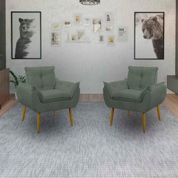 Kit 2 Poltrona Decorativa Sala de Estar Escritório Quarto Prime Cor: Cinza - 5