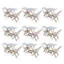 Ver imagem 1 de Kit 9 Conjuntos De Mesa Dobravel Com 2 Cadeiras De Madeira 70X70 Para Restaurante E Bar - Sem Pintur