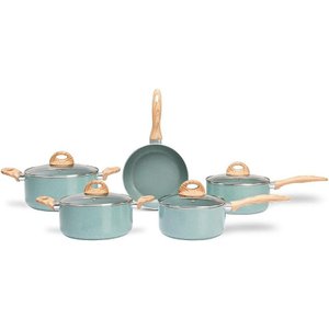 Jogo de Panelas Brinox Antiaderente Ceramic Life 5 Peças Botanika com Indução Verde