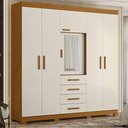 Ver imagem 3 de Guarda Roupa Virtus Casal 5 Portas com Espelho Albatroz Cinamomo/off White