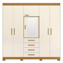 Ver imagem 2 de Guarda Roupa Virtus Casal 5 Portas com Espelho Albatroz Cinamomo/off White