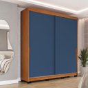 Ver imagem 1 de Roupeiro Porto 2 Portas de Correr 2 Gavetas 177x213cm Freijó/Azul 240826