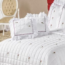 Jogo de Cama Queen Bordado 200 Fios Felicitá Branco 4pçs - 4