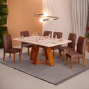 Ver imagem 2 de Mesa de Jantar Kiara 160cm Com 6 Cadeiras Yasmin D04 Freijó/Veludo Moca - Mpozenato Kiara/Yasmin