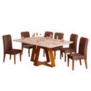 Ver imagem 1 de Mesa de Jantar Kiara 160cm Com 6 Cadeiras Yasmin D04 Freijó/Veludo Moca - Mpozenato Kiara/Yasmin