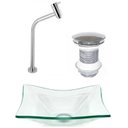 Ver imagem 1 de Cuba de Vidro Retangular 39cm Jateada + Valvula Click + Torneira