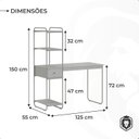 Ver imagem 3 de Escrivaninha Mesa Escritório Criare com 1 Gaveta 125cm Industrial Preto