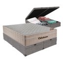 Ver imagem 1 de Cama + Box Airtech Colchão Ortobom Queen com Baú Bege Springpocket Cor:cinza