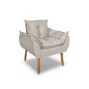 Ver imagem 2 de Poltrona Opala para Sala Clínica Salão Pés de Madeira Suede Bege
