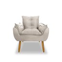 Ver imagem 3 de Poltrona Opala para Sala Clínica Salão Pés de Madeira Suede Bege