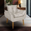 Ver imagem 1 de Poltrona Opala para Sala Clínica Salão Pés de Madeira Suede Bege