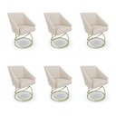 Ver imagem 1 de Kit 6 Poltronas Luxo Alana Linho Base Luxo Dourado - Pallazio Cor:Bege