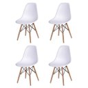 Ver imagem 4 de Conjunto de Mesa e 4 Cadeiras Brancas Eames Eiffel 90cm Base Madeira Tampo Branco