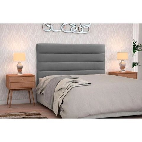 Cabeceira Queen Estofada Berlim Cinza -M&F Decor
