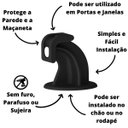 Ver imagem 2 de Trava Porta Magnético Adesivo de Chão Rodapé - Preto