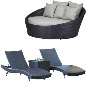 2 Espreguiçadeiras Bona e Mesa Grécia com Chaise em Alumínio - Piscina, Jardim, Área - Trama Origina
