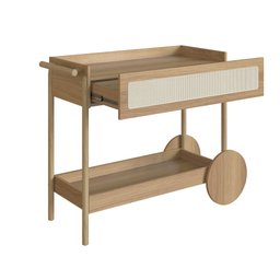 Carrinho Bar 1 Gaveta 112cm C/ Porta Taças Palhinha Pé Madeira Oslo Artesano | Nero - Hanover - 4