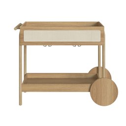 Carrinho Bar 1 Gaveta 112cm C/ Porta Taças Palhinha Pé Madeira Oslo Artesano | Nero - Hanover - 2
