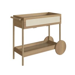Carrinho Bar 1 Gaveta 112cm C/ Porta Taças Palhinha Pé Madeira Oslo Artesano | Nero - Hanover - 3