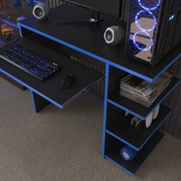 Mesa Escrivaninha para Computador Escritório Home Office Pc Gamer.:preto / Azul - 2