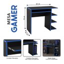 Ver imagem 6 de Mesa Escrivaninha para Computador Escritório Home Office Pc Gamer.:preto / Azul