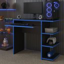 Ver imagem 1 de Mesa Escrivaninha para Computador Escritório Home Office Pc Gamer.:preto / Azul