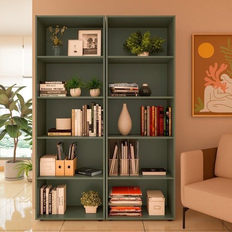 Kit 2 Estantes para Livros com 5 Prateleiras 120cmx60cm