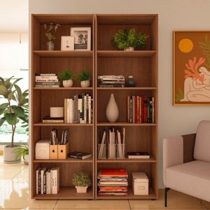 Kit 2 Estantes para Livros com 5 Prateleiras 120cmx60cm