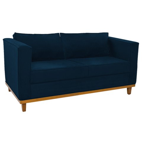 Sofá 2 Lugares Europa Suede Azul Marinho - Am Decor