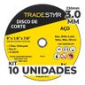 Kit C- 10 Disco de Corte Metal 9 230x3,0 Mm Furo 22-23 Mm - 3