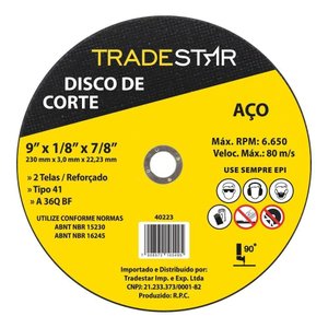 Kit C- 10 Disco de Corte Metal 9 230x3,0 Mm Furo 22-23 Mm
