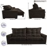 Sofá de Courino Retrátil e Reclinável 2,35m Cama inBox Bourbon SoftGel D40 Café - 2