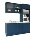 Ver imagem 3 de Cozinha Compacta Modulada com Vidro 3 Peças 6 Portas 3 Gavetas Sevilha Azul/Órion/Cinza Argila