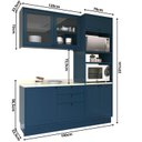 Ver imagem 4 de Cozinha Compacta Modulada com Vidro 3 Peças 6 Portas 3 Gavetas Sevilha Azul/Órion/Cinza Argila